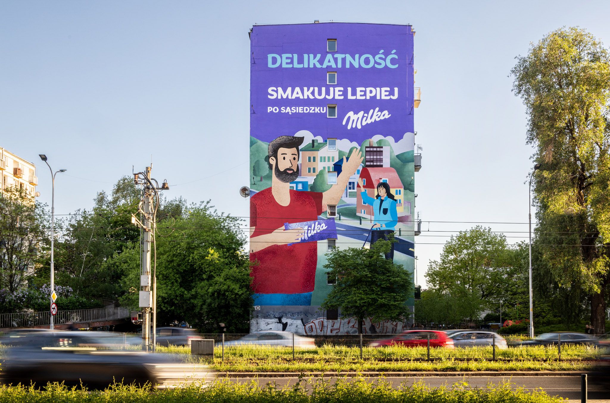 mural namalowany przez good looking studio we wrocławiu przy ul legnickiej 18 dla milki