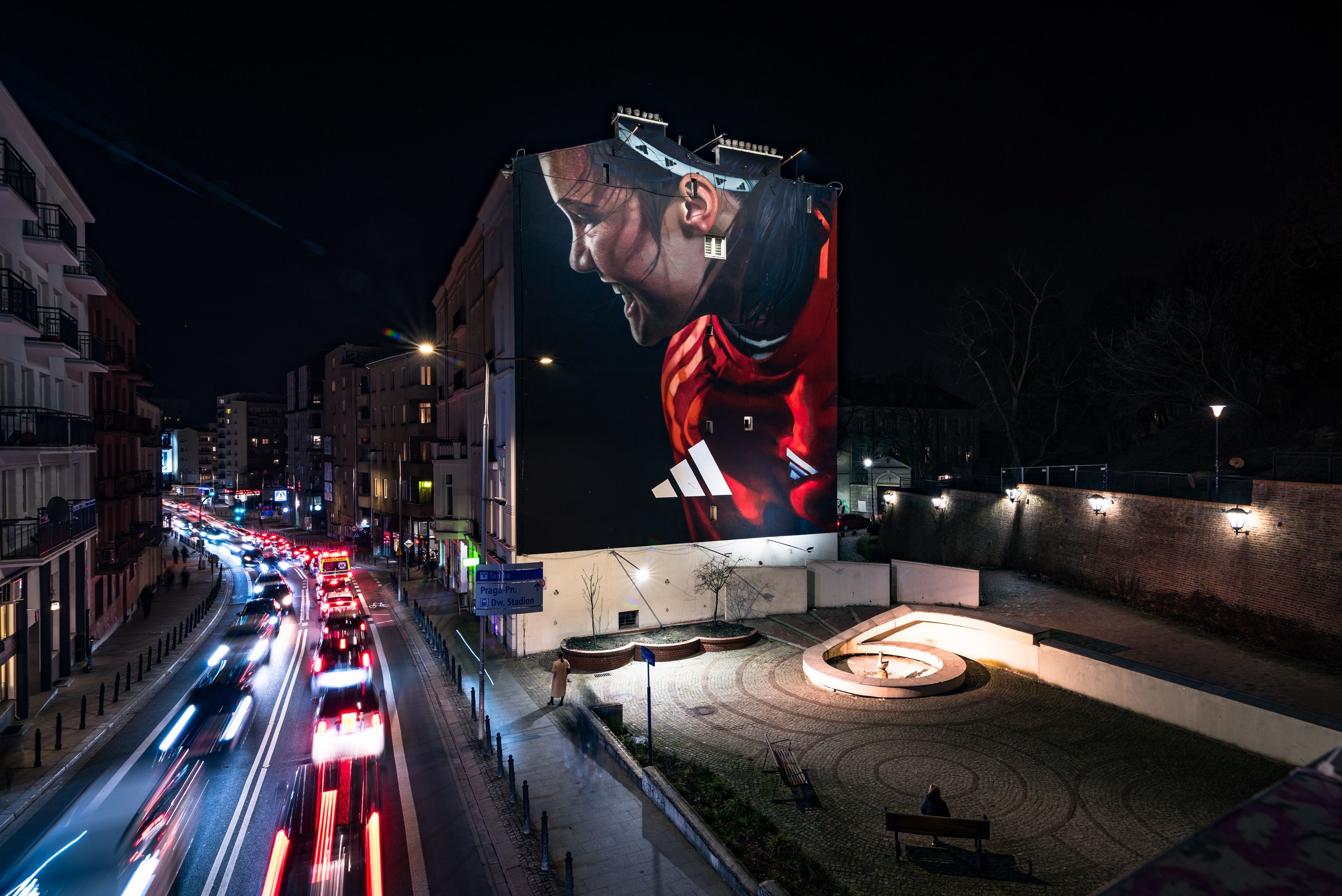 Good Looking Studio namalowało mural w Warszawie przy ulicy Tamka 37 dla Adidas