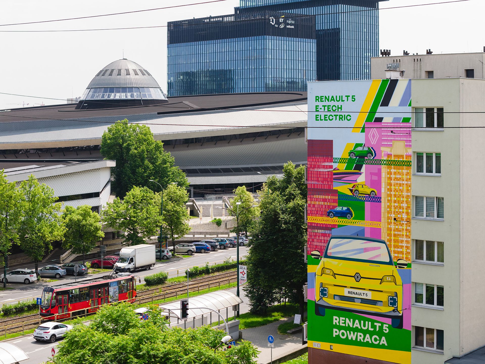 Ściana w Katowicach przy Katowickim Spodku